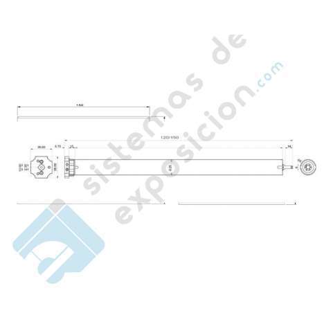 Mampara suspendida enrollable eléctrica