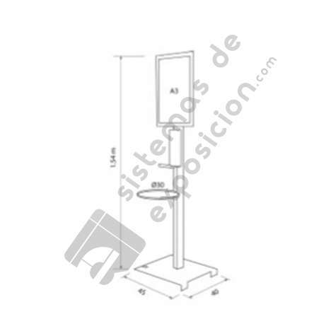 Soporte info/Dispensador de gel con papelera